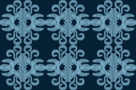 Traditional Ethnic ikat motif fabric pattern geometric style.African Ikat embroidery Ethnic oriental pattern blue background wallpaper. Abstract,vector,illustration.Texture,frame.のイラスト素材