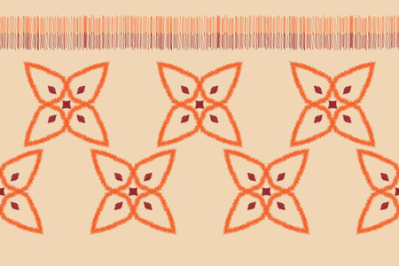 Traditional Ethnic ikat motif fabric pattern background geometric .Ikat embroidery Ethnic pattern brown cream background wallpaper. Abstract,vector,illustration.Texture,frame.のイラスト素材
