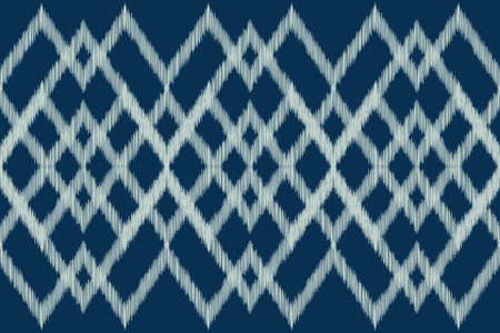 Traditional Ethnic ikat motif fabric pattern geometric style.African Ikat embroidery Ethnic oriental pattern blue background wallpaper. Abstract,vector,illustration.Texture,frame.のイラスト素材