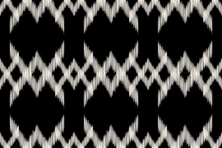 Traditional Ethnic ikat motif fabric background pattern geometric .African Ikat embroidery Ethnic oriental pattern black background wallpaper. Abstract,vector,illustration.Texture.のイラスト素材