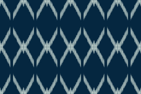 Traditional Ethnic ikat motif fabric pattern geometric style.African Ikat embroidery Ethnic oriental pattern blue background wallpaper. Abstract,vector,illustration.Texture,frame.のイラスト素材