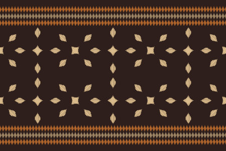 Traditional Ethnic ikat motif fabric pattern background geometric .African Ikat embroidery Ethnic oriental pattern brown background wallpaper. Abstract,vector,illustration.Texture.のイラスト素材