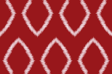 Traditional Ethnic ikat motif fabric pattern geometric style.African Ikat embroidery Ethnic oriental pattern red background wallpaper. Abstract,vector,illustration.Texture,frame.のイラスト素材