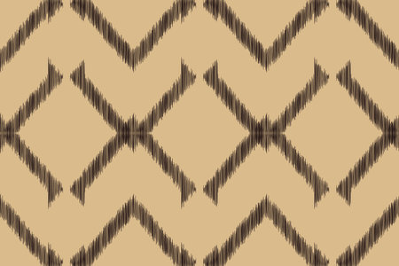 Traditional Ethnic ikat motif fabric pattern background geometric .Ikat embroidery Ethnic pattern brown cream background wallpaper. Abstract,vector,illustration.Texture,frame.のイラスト素材