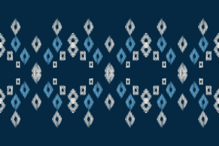 Traditional Ethnic ikat motif fabric pattern geometric style.African Ikat embroidery Ethnic oriental pattern blue background wallpaper. Abstract,vector,illustration.Texture,frame.のイラスト素材