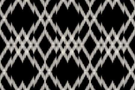 Traditional Ethnic ikat motif fabric background pattern geometric .African Ikat embroidery Ethnic oriental pattern black background wallpaper. Abstract,vector,illustration.Texture.のイラスト素材