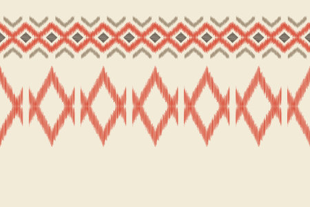 Traditional Ethnic ikat motif fabric pattern background geometric .African Ikat embroidery Ethnic pattern brown cream background wallpaper. Abstract,vector,illustration.Texture.のイラスト素材