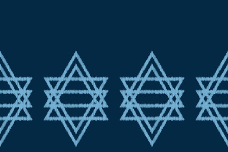 Traditional Ethnic ikat motif fabric pattern geometric style.African Ikat embroidery Ethnic oriental pattern blue background wallpaper. Abstract,vector,illustration.Texture,frame.のイラスト素材