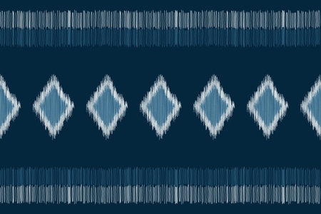 Traditional Ethnic ikat motif fabric pattern geometric style.African Ikat embroidery Ethnic oriental pattern blue background wallpaper. Abstract,vector,illustration.Texture,frame.のイラスト素材