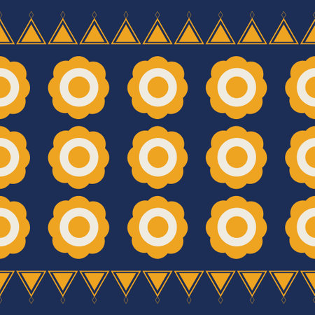 Traditional Ethnic ikat motif fabric pattern geometric style.Flower pattern embroidery Ethnic pattern blue background wallpaper. Abstract,vector,illustration.Texture,frame.のイラスト素材