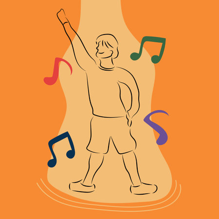 Sketch lifestyle concept minimal boy man dance aerobics drawing line art. Male exercise hand drawn line concept with white ioslated background. Abstract,vector,illustration.のイラスト素材