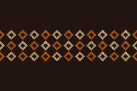 Traditional Ethnic ikat motif fabric pattern geometric style.African Ikat embroidery Ethnic oriental pattern brown background wallpaper. Abstract,vector,illustration.Texture,frame.のイラスト素材