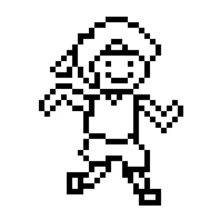 Cute pixel cartoon 8bit character man run or running jog lifestyle for decoration life style 8 bit male boy jog marathon exercise vector.のイラスト素材