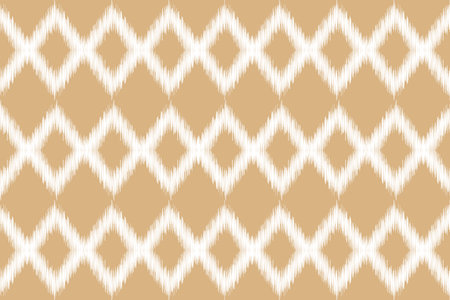 Traditional Ethnic ikat motif fabric pattern geometric style.African Ikat embroidery Ethnic oriental pattern brown cream background wallpaper. Abstract,vector,illustration.Texture.のイラスト素材