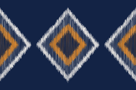 Traditional Ethnic ikat motif fabric pattern geometric style.African Ikat embroidery Ethnic oriental pattern blue background wallpaper. Abstract,vector,illustration.Texture,frame.のイラスト素材