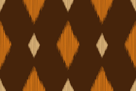 Traditional Ethnic ikat motif fabric pattern geometric style.African Ikat embroidery Ethnic oriental pattern brown background wallpaper. Abstract,vector,illustration.Texture,frame.のイラスト素材