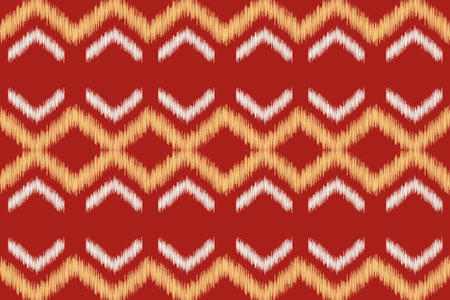 Traditional Ethnic ikat motif fabric pattern geometric style.African Ikat embroidery Ethnic oriental pattern red background wallpaper. Abstract,vector,illustration.Texture,frame.のイラスト素材