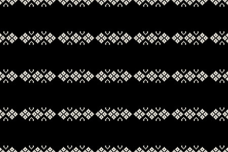 Traditional black ethnic motifs ikat geometric fabric pattern cross stitch.Ikat embroidery Ethnic...
