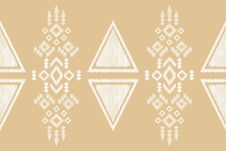 Ethnic ikat traditional motif fabric pattern geometric style.African Ikat embroidery Ethnic oriental pattern cream brown background wallpaper. Abstract,vector,illustration.Texture.のイラスト素材