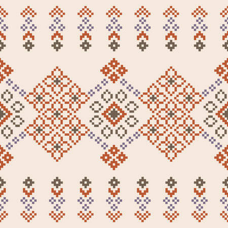 Fabric pattern traditional ethnic motif ikat geometric cross stitch.Ikat embroidery Ethnic oriental...