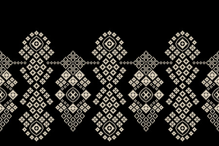 Fabric pattern traditional ethnic motif ikat geometric cross stitch.Ikat embroidery Ethnic oriental...