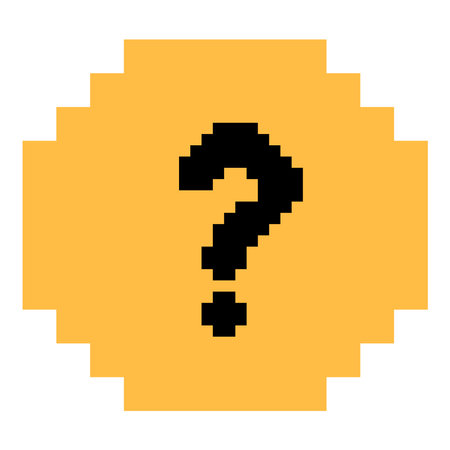 Cute pixel cartoon character question mark symbol decoration 8 bit idea question mark quiz questionnaire choose cartoon pixel game 8bit vector.のイラスト素材