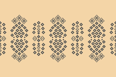 Fabric pattern traditional ethnic motif ikat geometric cross stitch.Ikat embroidery Ethnic oriental...