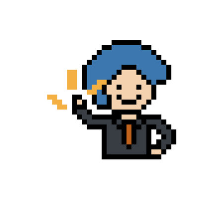 Cartoon cute pixel cartoon 8bit character business man businessman smart work game decoration...