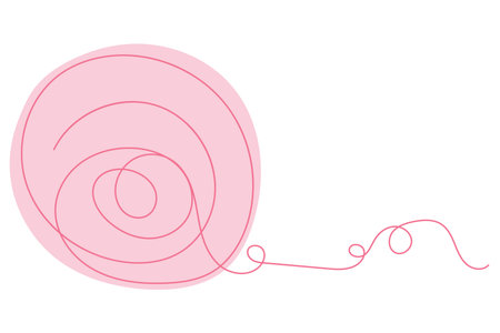 Sketch yarn ball minimal skein of woolen drawing line art. Yarn ball cotton wool hand drawn line concept with white ioslated background. Abstract,vector,illustration.のイラスト素材