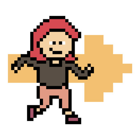 Pixel cartoon run exercise cute cartoon 8bit character woman lady run running jog cardio lifestyle...