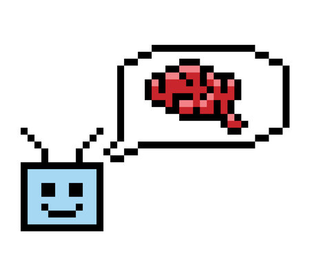 Cartoon cute pixel art of robot or ai learning skill robotic calculate chat bot robots vector...