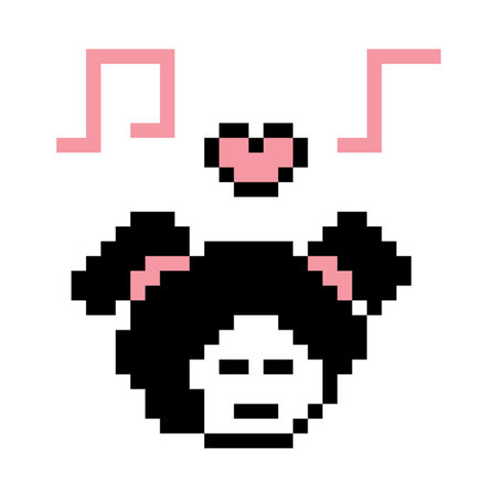 Cartoon pixel art character woman exercises training dance lifestyle music decoration life style 8...
