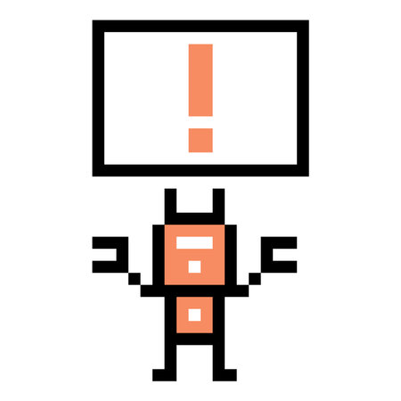 Cartoon pixel art of humanoid robot or ai learning robotic chat bot machine business vector character automation electronic background 8 bit artificial intelligence concept.のイラスト素材