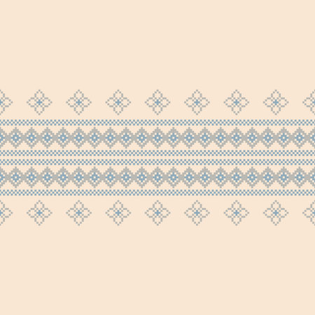 Design of cream brown color background with ethnic pattern traditional motif ikat geometric fabric...