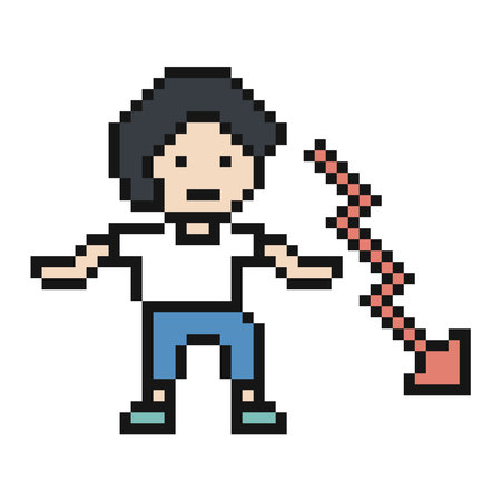 Man depressed unhappy upset emotion with stress,problem,diverse,cartoon,8bit.のイラスト素材