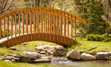 Bridge over a small streamの写真素材