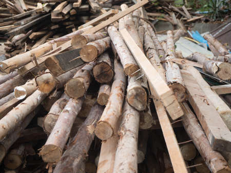 Stack of wooden for house constructionの写真素材