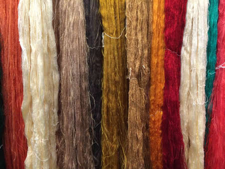 Colorful raw Thai silkの写真素材
