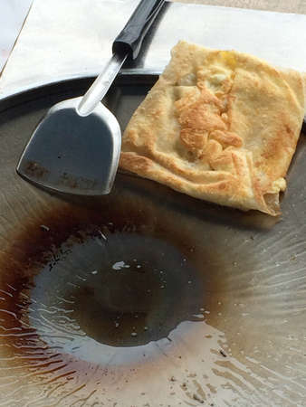 Indian roti fried in a panの写真素材