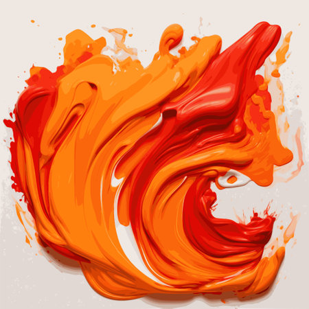 illustrative smooth brush of oil paint strokes, orange and red oil color in diagonally direction ,vector illustration, background texture and backdropのイラスト素材