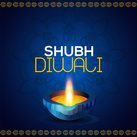 Happy diwali invitation celebration vector illustration of diwali diyaのイラスト素材