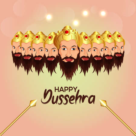Vector illustration of Ravan with creative bow of shri rama