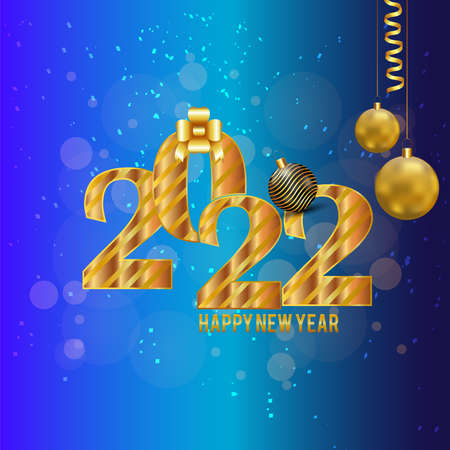 Happy new year 2022 celebration background with creative text effectのイラスト素材