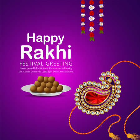 Happy rakhi celebration greeting card with vector rakhiのイラスト素材