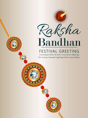 Happy raksha bandhan invitation indian festival of brother and sister with crystal rakhiのイラスト素材