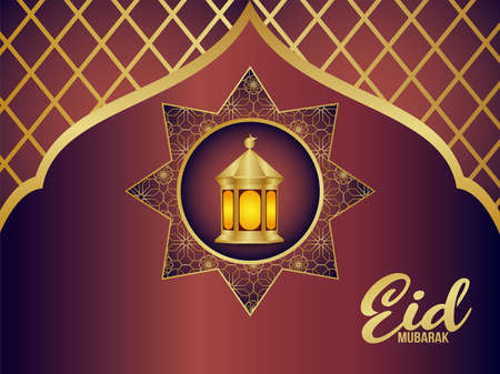 Eid mubarak creative pattern background with islamic lanternのイラスト素材