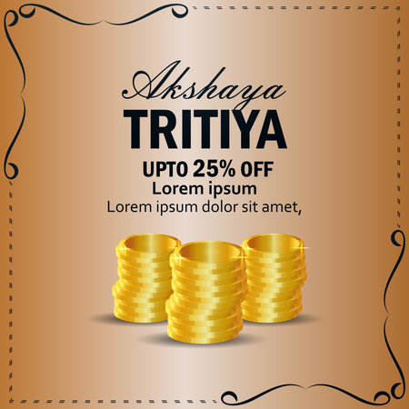 Realistic vector akshaya tritiya jewellery sale promotion with gold coinのイラスト素材