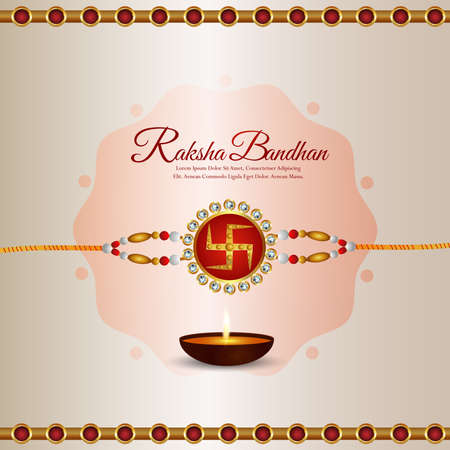 Indian festival happy raksha bandhan background with crystal rakhiのイラスト素材