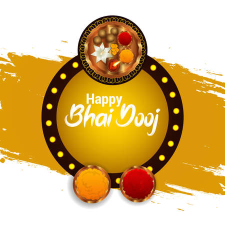 Happy bhai dooj invitation greeting card card with creative vector illustrationのイラスト素材