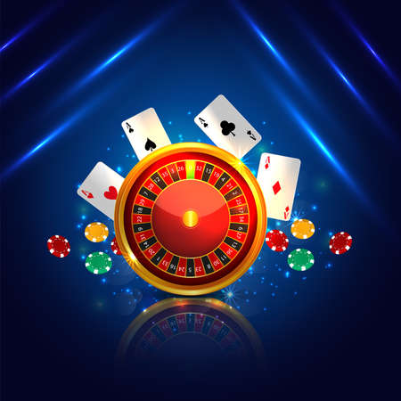 Casino invitation greeting card with creative roulette playing card and chipsのイラスト素材
